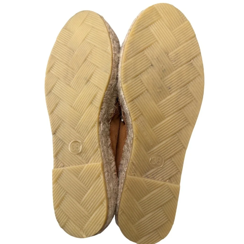 Casa Hernanz Madrid Suede Espadrille Flats Women Size‎ 38 Tan Lace Up